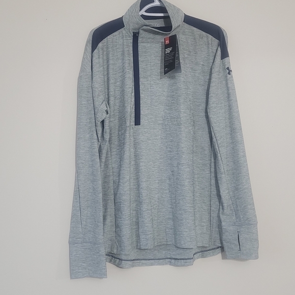 Under ARMOUR Womens 1/2 Zip Pullover size M/M gray and navy blue - Picture 6 of 8
